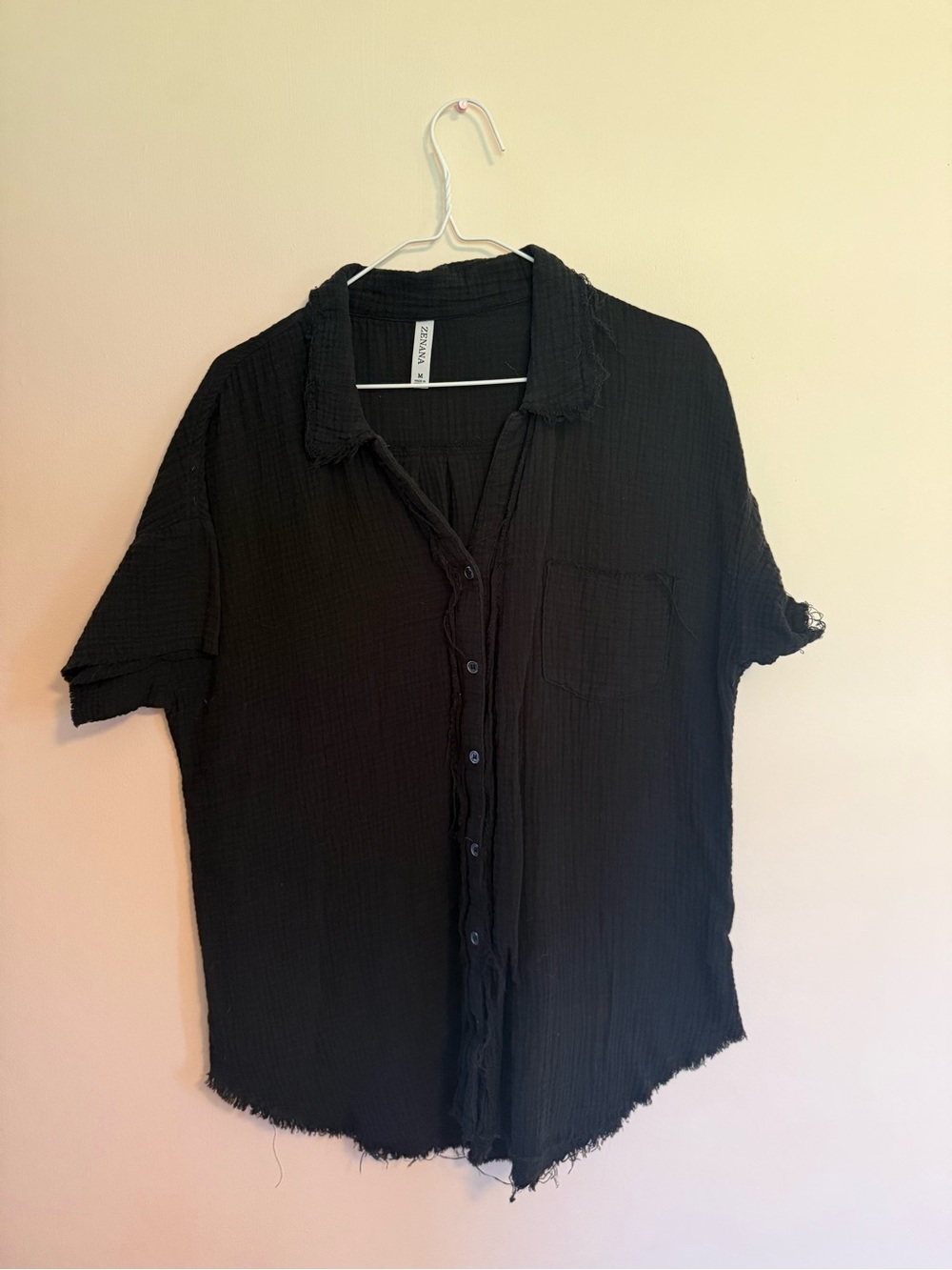 Zenana Outfitters Dark Charcoal Button-Up Top